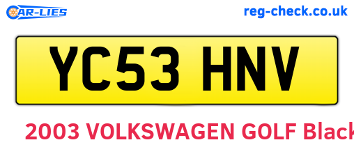 YC53HNV are the vehicle registration plates.