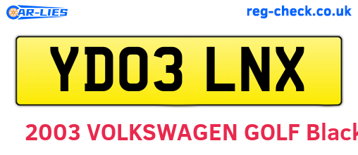 YD03LNX are the vehicle registration plates.