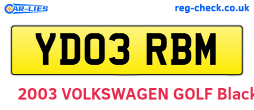 YD03RBM are the vehicle registration plates.