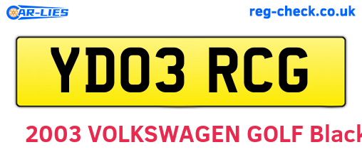 YD03RCG are the vehicle registration plates.
