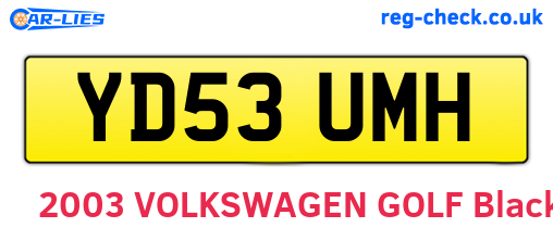 YD53UMH are the vehicle registration plates.