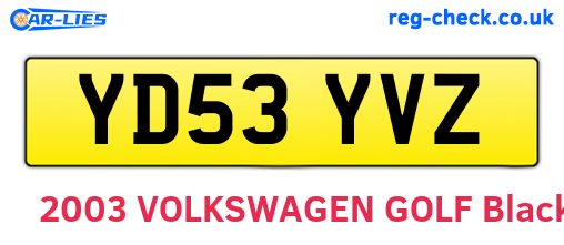 YD53YVZ are the vehicle registration plates.