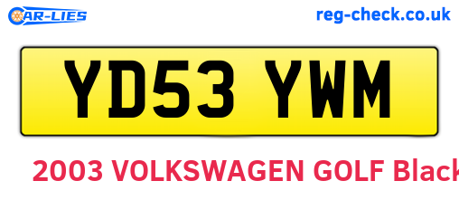 YD53YWM are the vehicle registration plates.