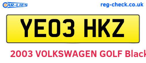 YE03HKZ are the vehicle registration plates.