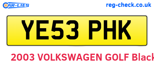 YE53PHK are the vehicle registration plates.