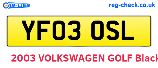 YF03OSL are the vehicle registration plates.