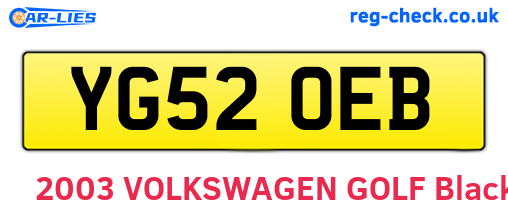YG52OEB are the vehicle registration plates.