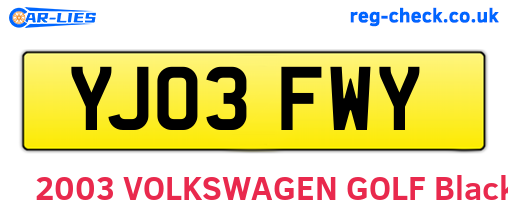 YJ03FWY are the vehicle registration plates.
