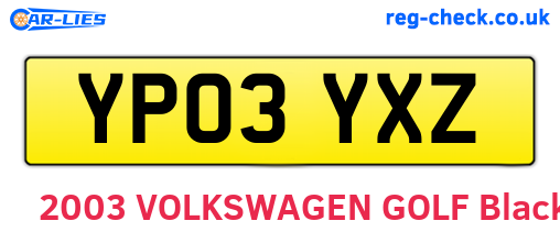 YP03YXZ are the vehicle registration plates.