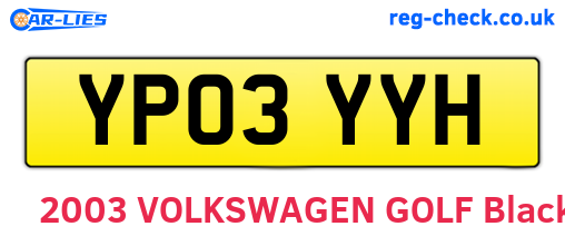 YP03YYH are the vehicle registration plates.