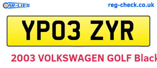 YP03ZYR are the vehicle registration plates.