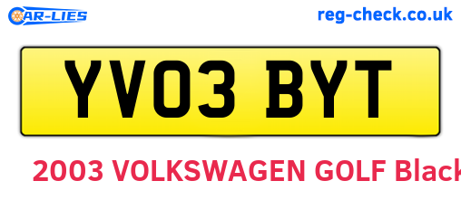 YV03BYT are the vehicle registration plates.