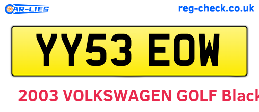 YY53EOW are the vehicle registration plates.