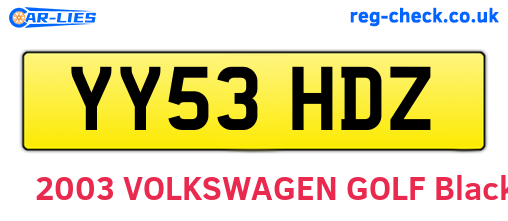 YY53HDZ are the vehicle registration plates.