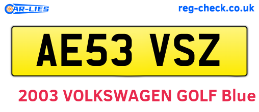 AE53VSZ are the vehicle registration plates.