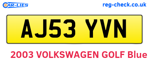 AJ53YVN are the vehicle registration plates.