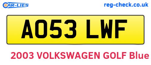 AO53LWF are the vehicle registration plates.