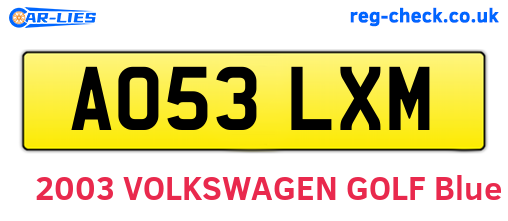 AO53LXM are the vehicle registration plates.