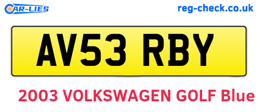AV53RBY are the vehicle registration plates.