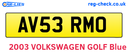 AV53RMO are the vehicle registration plates.