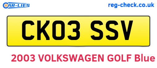 CK03SSV are the vehicle registration plates.