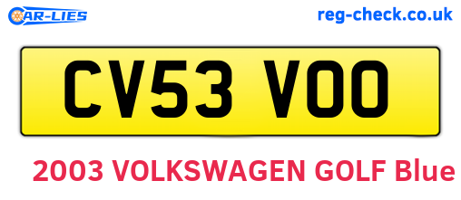 CV53VOO are the vehicle registration plates.