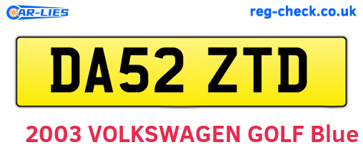 DA52ZTD are the vehicle registration plates.
