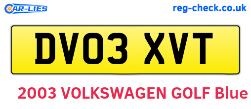 DV03XVT are the vehicle registration plates.
