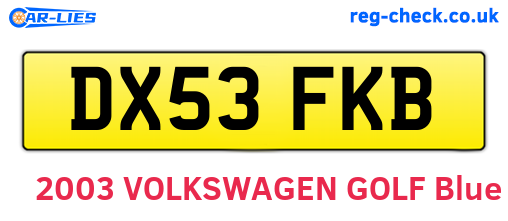 DX53FKB are the vehicle registration plates.