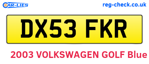 DX53FKR are the vehicle registration plates.