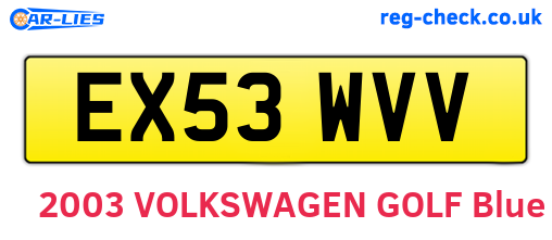 EX53WVV are the vehicle registration plates.