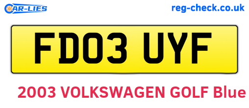 FD03UYF are the vehicle registration plates.