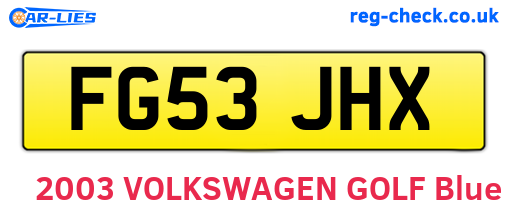 FG53JHX are the vehicle registration plates.