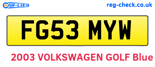 FG53MYW are the vehicle registration plates.