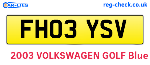 FH03YSV are the vehicle registration plates.