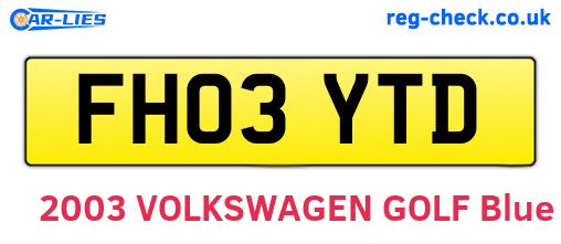FH03YTD are the vehicle registration plates.