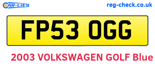 FP53OGG are the vehicle registration plates.