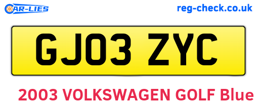 GJ03ZYC are the vehicle registration plates.