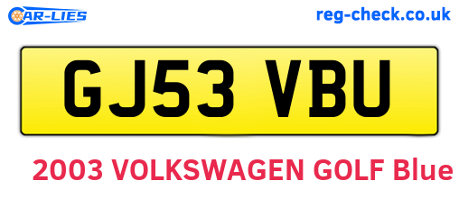 GJ53VBU are the vehicle registration plates.