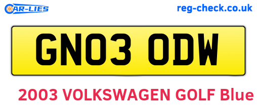 GN03ODW are the vehicle registration plates.