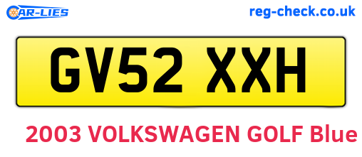 GV52XXH are the vehicle registration plates.