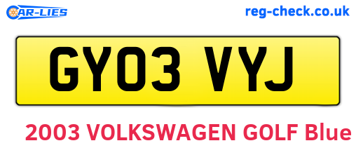 GY03VYJ are the vehicle registration plates.