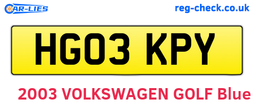 HG03KPY are the vehicle registration plates.