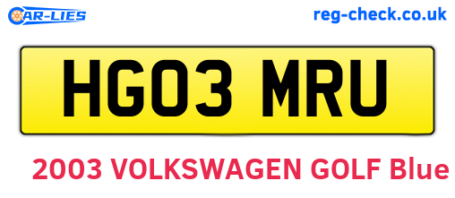 HG03MRU are the vehicle registration plates.