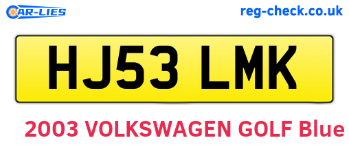 HJ53LMK are the vehicle registration plates.