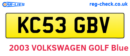 KC53GBV are the vehicle registration plates.