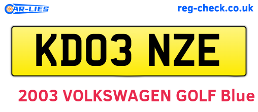 KD03NZE are the vehicle registration plates.