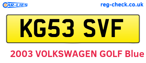 KG53SVF are the vehicle registration plates.