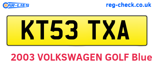 KT53TXA are the vehicle registration plates.