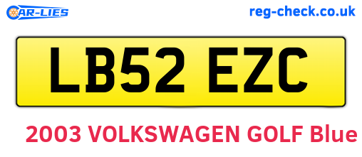 LB52EZC are the vehicle registration plates.